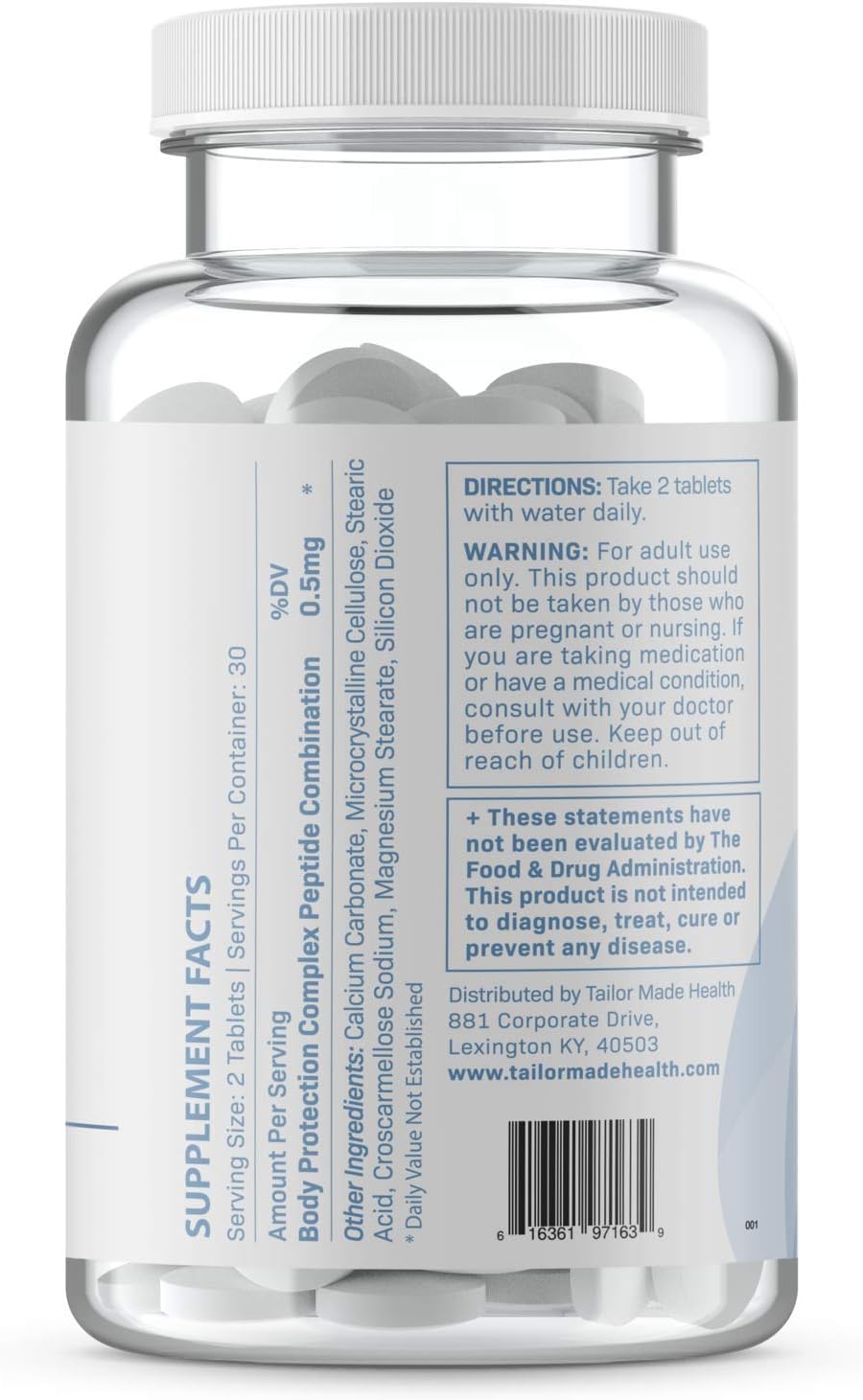 Tailor Made Health Recovery BPC-157 250mcg Supplement | Body Protection Compound Peptide | Surgery, Wound & Joint Recovery Supplement | 30-Day Supply