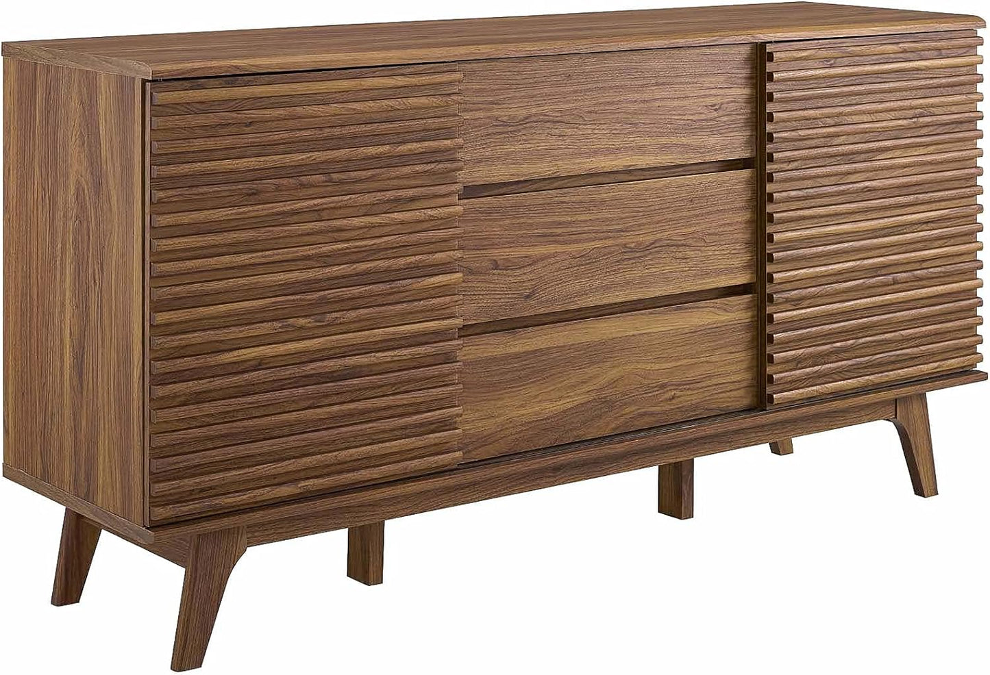 Modway Render 63" Mid-Century Modern Sideboard Buffet Table or TV Stand in Walnut