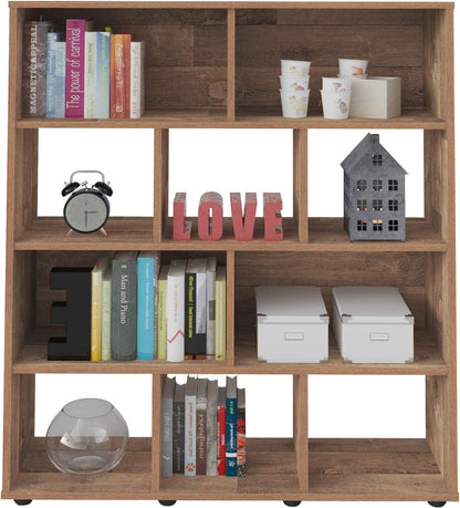 Artely MDF/MDP Book Shelf, Bookcase, Cabinet, Bookrack, Many Shelves, Ideal for Living Room, Bedroom, Office, Book Room, Rustic Brown, W 91 cm x D 25 cm x H 109 cm, DIY Assembly, 7899307514197