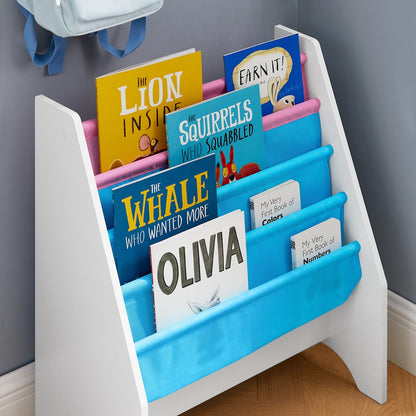 Haotian (UAE STOCK)SoBuy FRG225-W Children Kids Bookcase Book Shelf Sling Storage Rack Organizer Display Holder