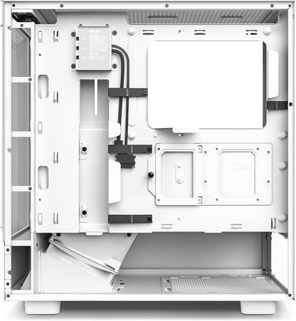 NZXT H5 Flow Compact ATX Mid-Tower PC Gaming Case – High Airflow Perforated Front Panel – Tempered Glass Side Panel – Cable Management – 2 x 120mm Fans Included – 280mm Radiator Support – White