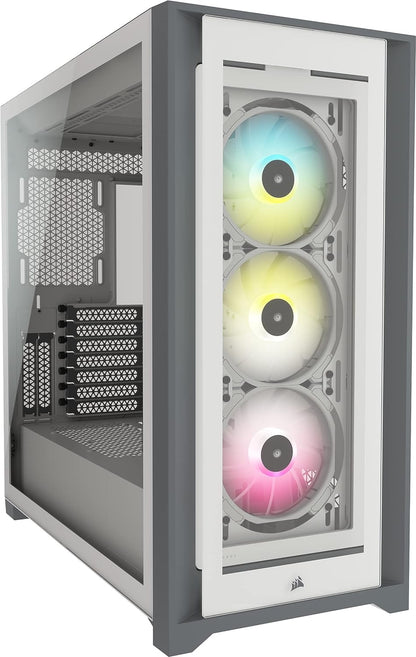 Corsair Icue 5000X Rgb Tempered Glass Mid-Tower Atx Pc Smart Case, White