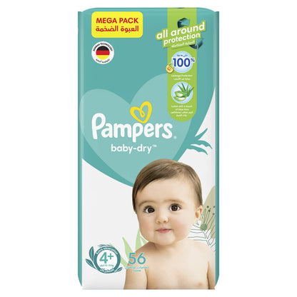 Pampers Baby-Dry Taped Diapers with Aloe Vera Lotion, up to 100% Leakage Protection, Size 4, 9-14kg, 240 Count