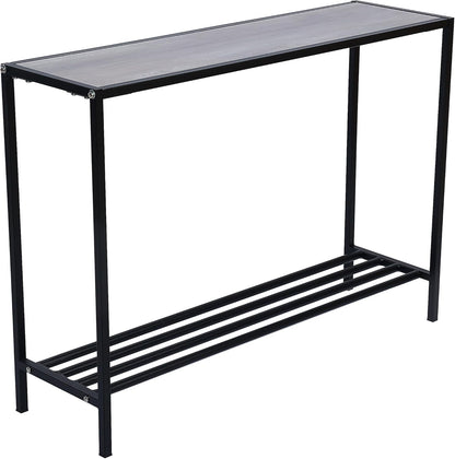 RIGID Console Table | Corner End Table with Stainless Steel Frame and Glass Top for Living Room, Office