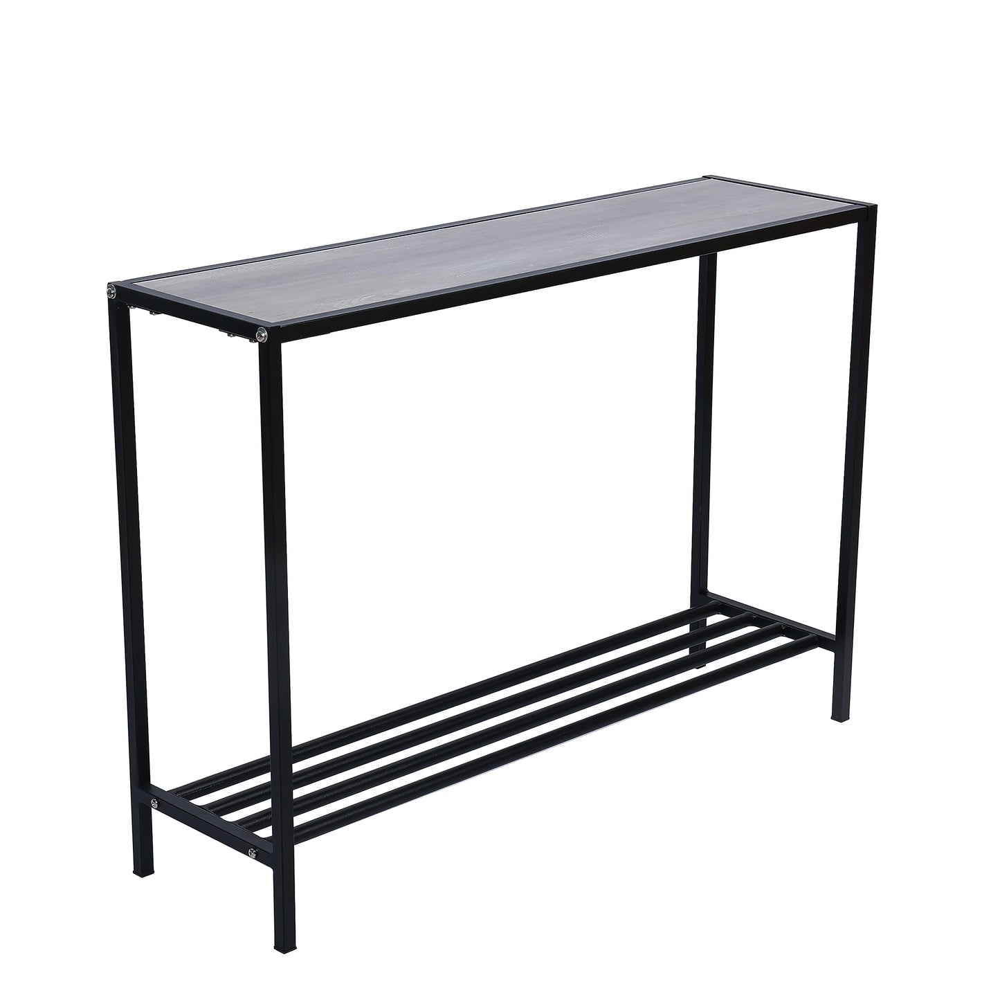 RIGID Modern Console Table, Thin Sofa Table, Slim Narrow Accent Entryway Table with Storage Shelf, Industrial Steel Frame, Sturdy Coffee Snack Table, Side Table, End Table for Living Room, Hallway