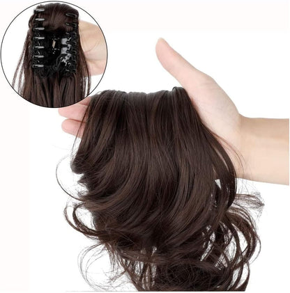 Synthetic Long Straight Claw Ponytail Wigs Clip In AH Tail Hair Ponytail (CURLY, 1B)