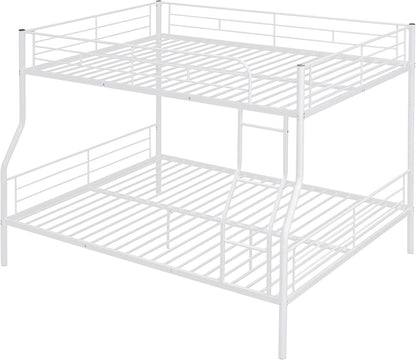 Bellemave Heavy Duty Bunk Bed for Adults, Twin XL Over Queen Bunk Beds with 2 Build in Ladder and Full Length Guardrail, Twin XL Over Queen Bunk Bed for Adults, Teens, Kids, No Box Spring Needed