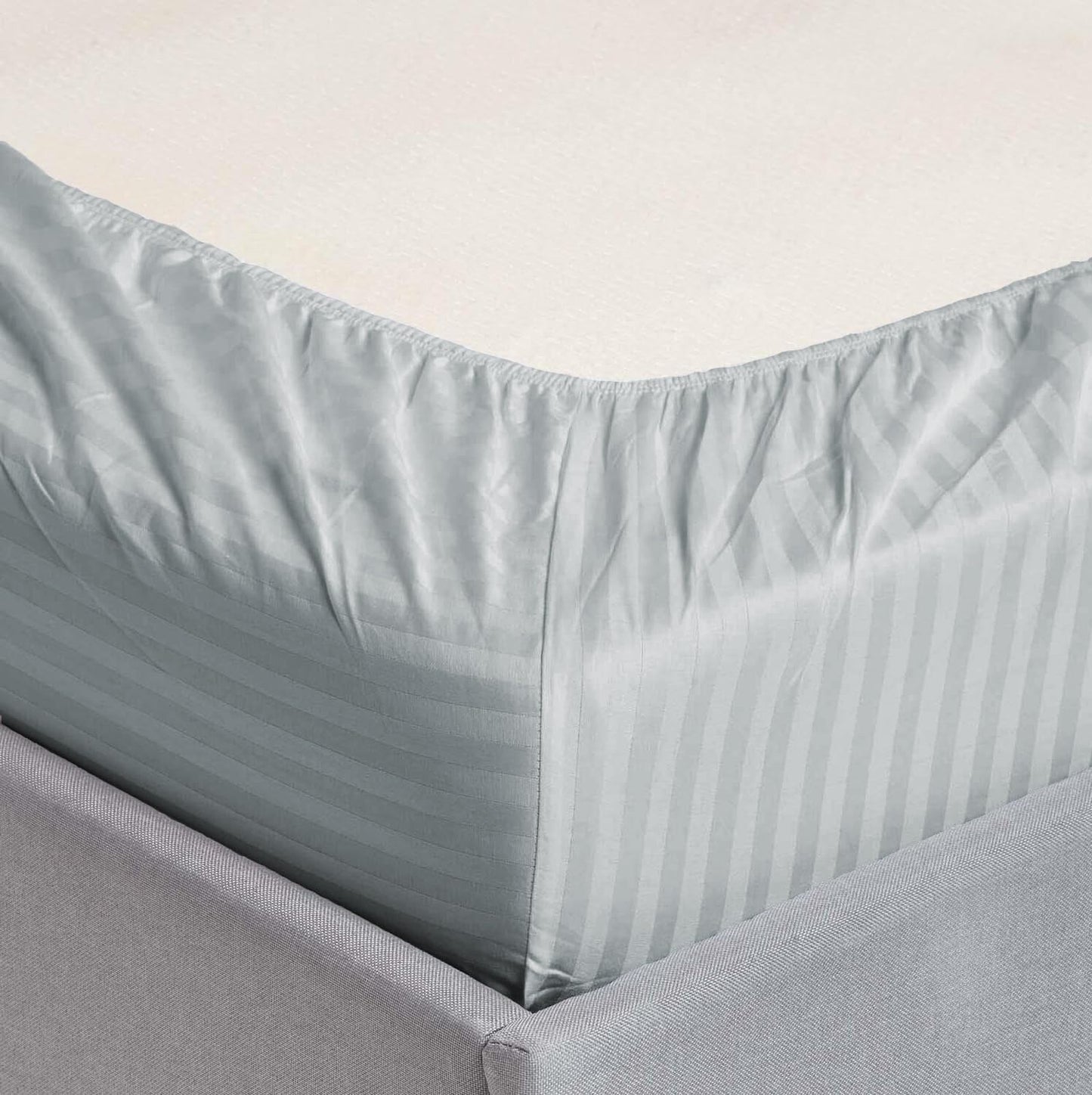 Sleep Well Microfiber Stripe Fitted Sheet with 2 Pillowcase Set - 150x200+17cm (White)