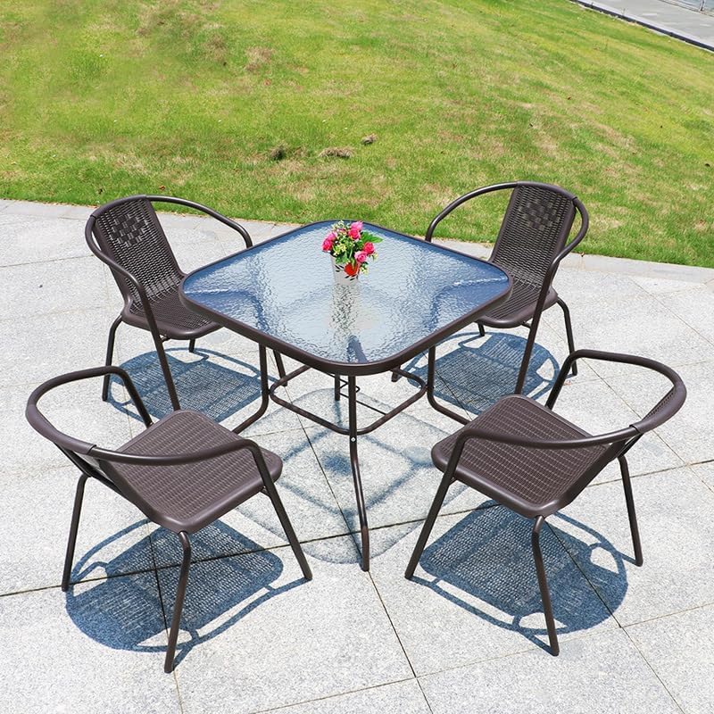 Vital Garden Dining Set 3 Piece (2 Chair and 1 Table) Outdoor Furniture Patio Dining Table and Chair Balcony Dinner Table Dinner Chair Poly Rattan Anthracite & Grey (‎VI-DNS-01)