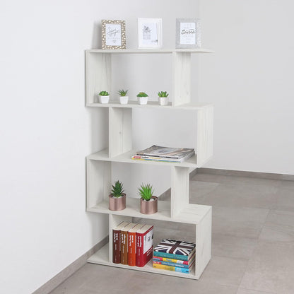 RICOO WM071-WM Shelf 129 x 70 x 25 cm, Standing Shelf, White Matt, Wooden Bookcase, Wall Shelf, Small Shelf, Shelves & Shelves, Narrow Shelf, Office Bookshelves, Small Shelf, Small Office Shelf