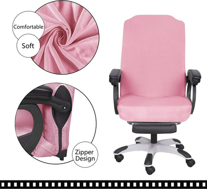 SARAFLORA Polyester Solid Stretch Washable Computer Chair Slipcovers for Universal Rotating for Boss, Office Chair (Large, Black)