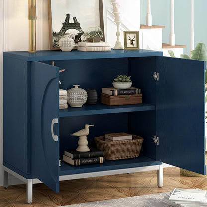 34" Sideboard Buffet Cabinet, Small Coffee Bar Cabinet with 2 Doors, Accent Kitchen Storage Cabinet with Adjustable Shelves, Kitchen Cupboard for Hallway, Dining Room Navy One Size