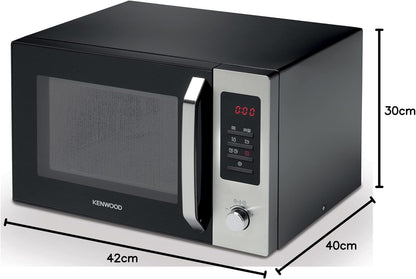 KENWOOD 30L Microwave Oven with Grill, Digital Display, 5 Power Levels, Defrost Function, Stainless Steel, Auto Menu, 95 Minutes Timer, Clock Function 1000W MWM30.000BK Black/Silver