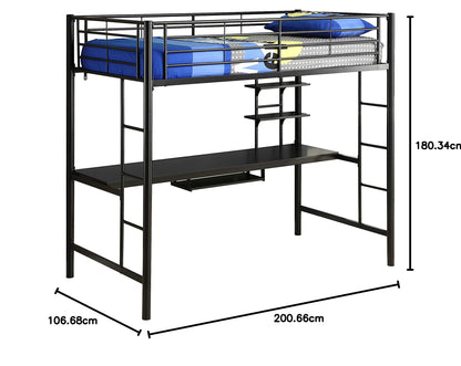 Walker Edison Elodie Urban Industrial Twin over Twin Metal Bunk Bed, Twin over Twin, White