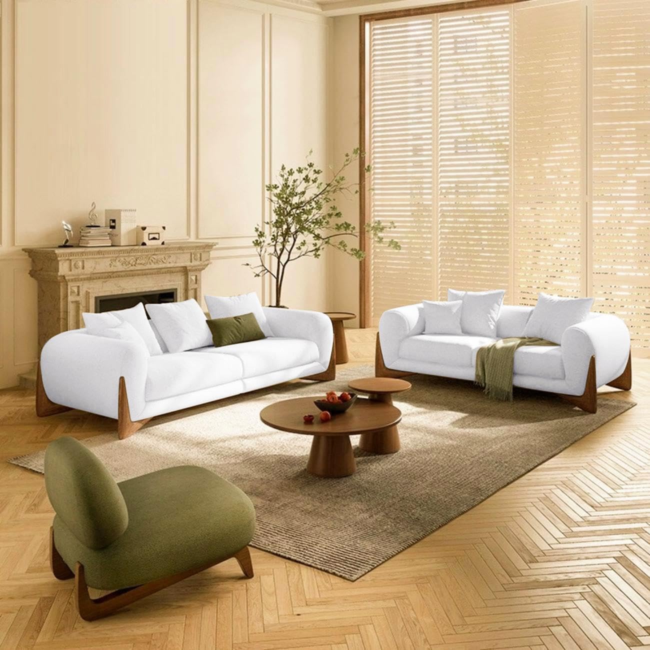 RciDos 1PCS Fleece Fabric Overstuffed Multifunction Classics Sofa set, Wood Furniture for Home Livingroom，Bedroom，Office Without Pillow and Coffee Table (Double seats 1.9m, Beige)