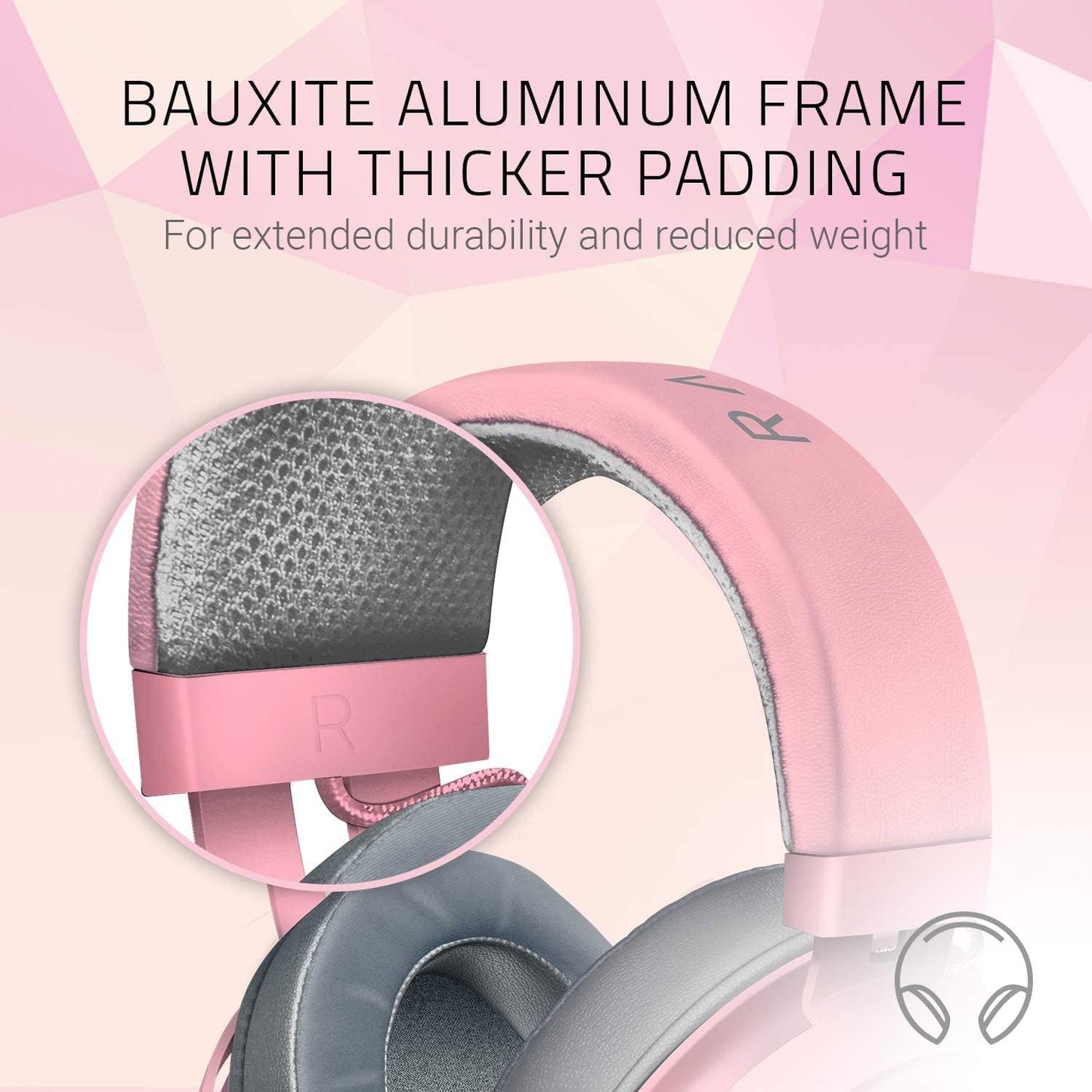 Razer Kraken Quartz Edition - Gaming Headphones for PC, PS4, Xbox One and Switch with 50 mm Drivers and Cooling Gel-Infused Cushions - Pink