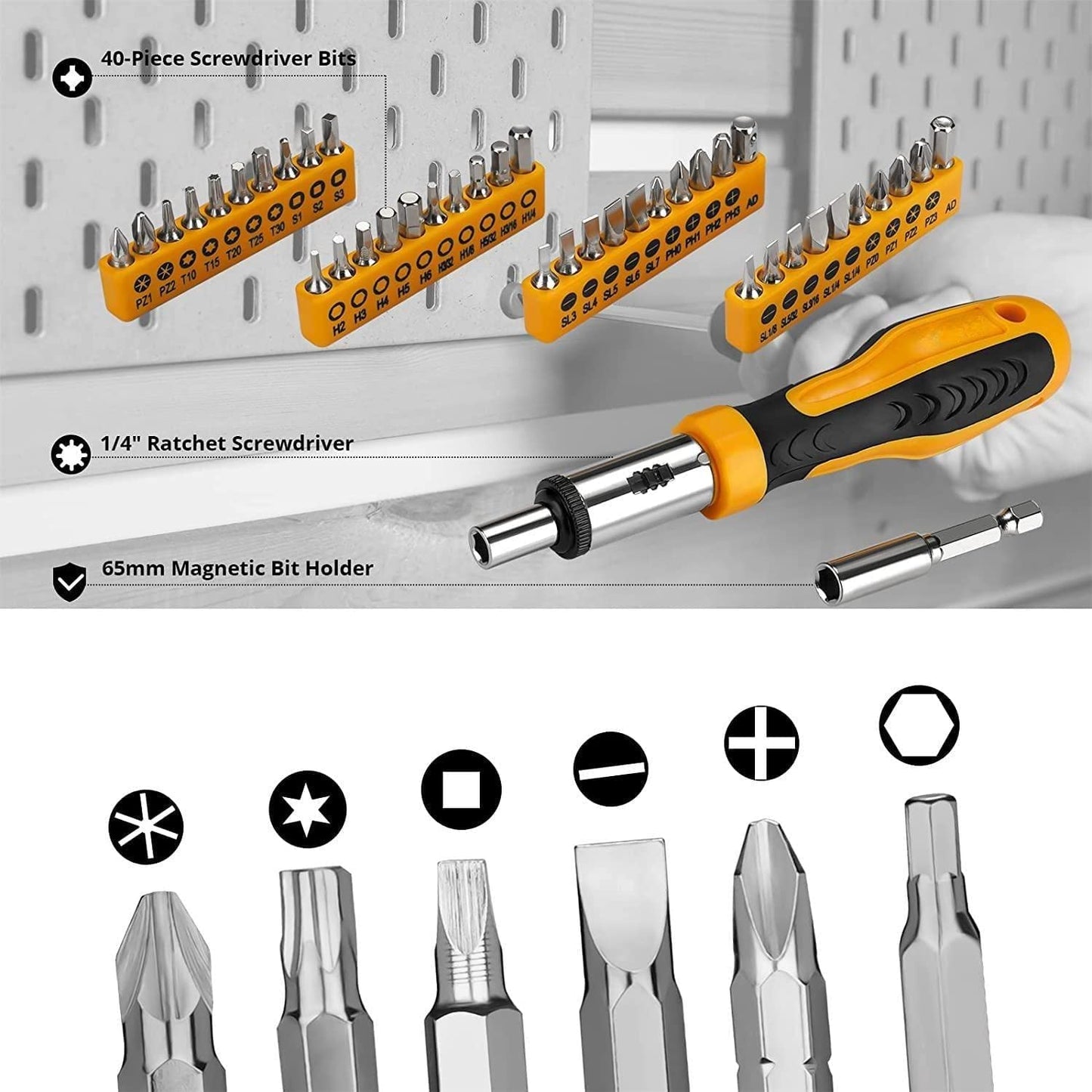 COOLBABY 228 Piece Socket Wrench Auto Repair Tool Combination Package Mixed Set Hand Kit with Plastic Toolbox Storage Case