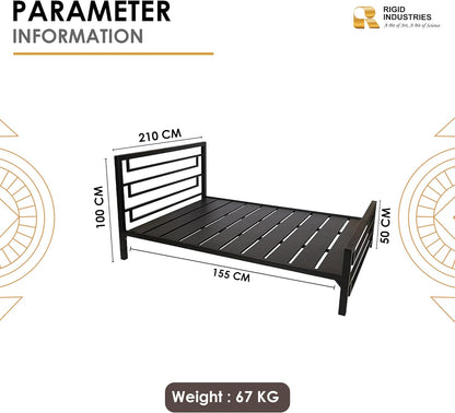 RIGID Steel Bed With Heavy Duty Metal Platform (Single Bed, Black)