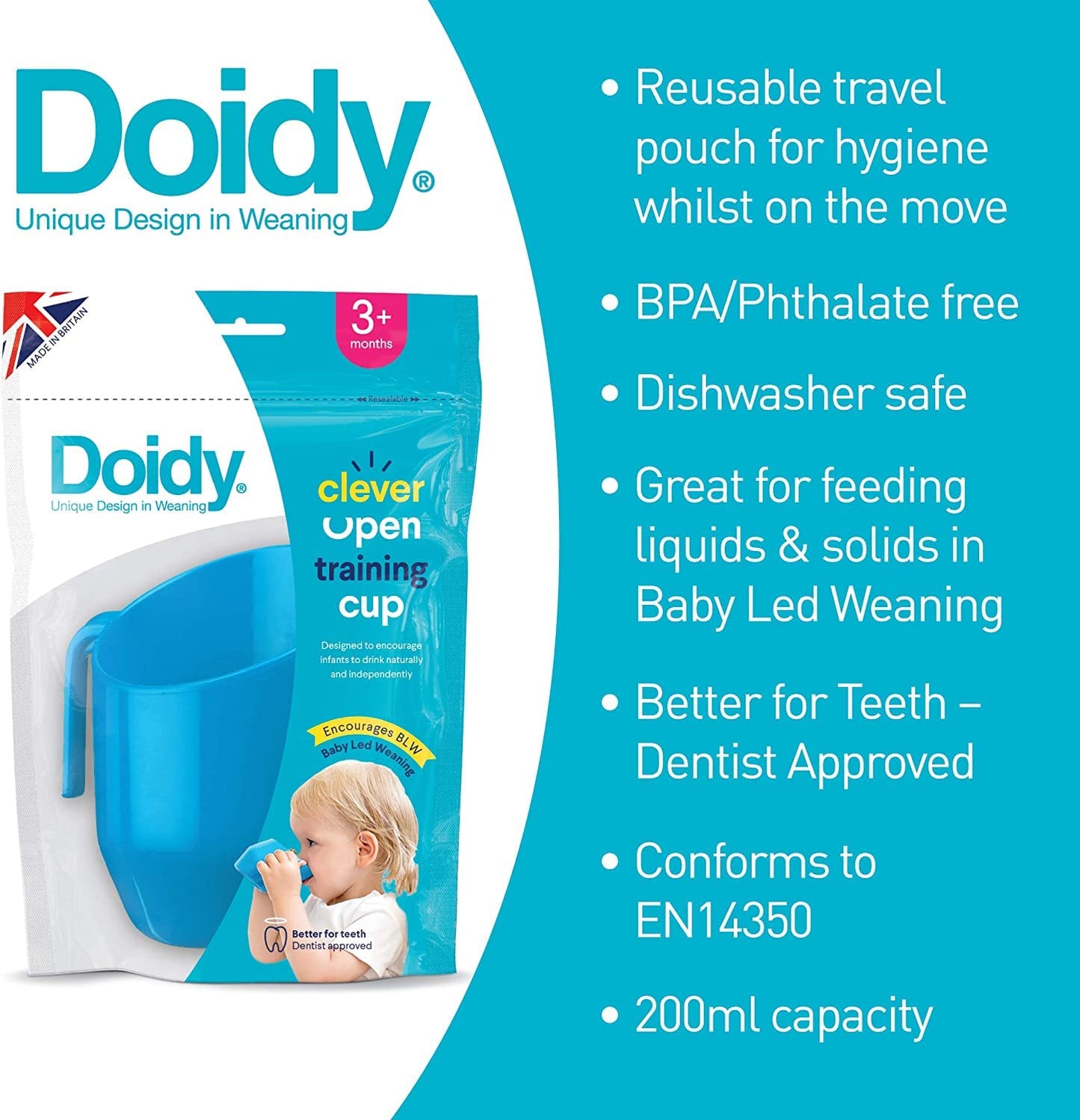 Doidy Cup - Training Sippy Cups for Toddler Cup & Babies - Unique Slanted Design Two Handles Baby Cup - Great Weaning Cup for Milk, Water & Juice - Use from 3-6 Months to Toddler (Purple)