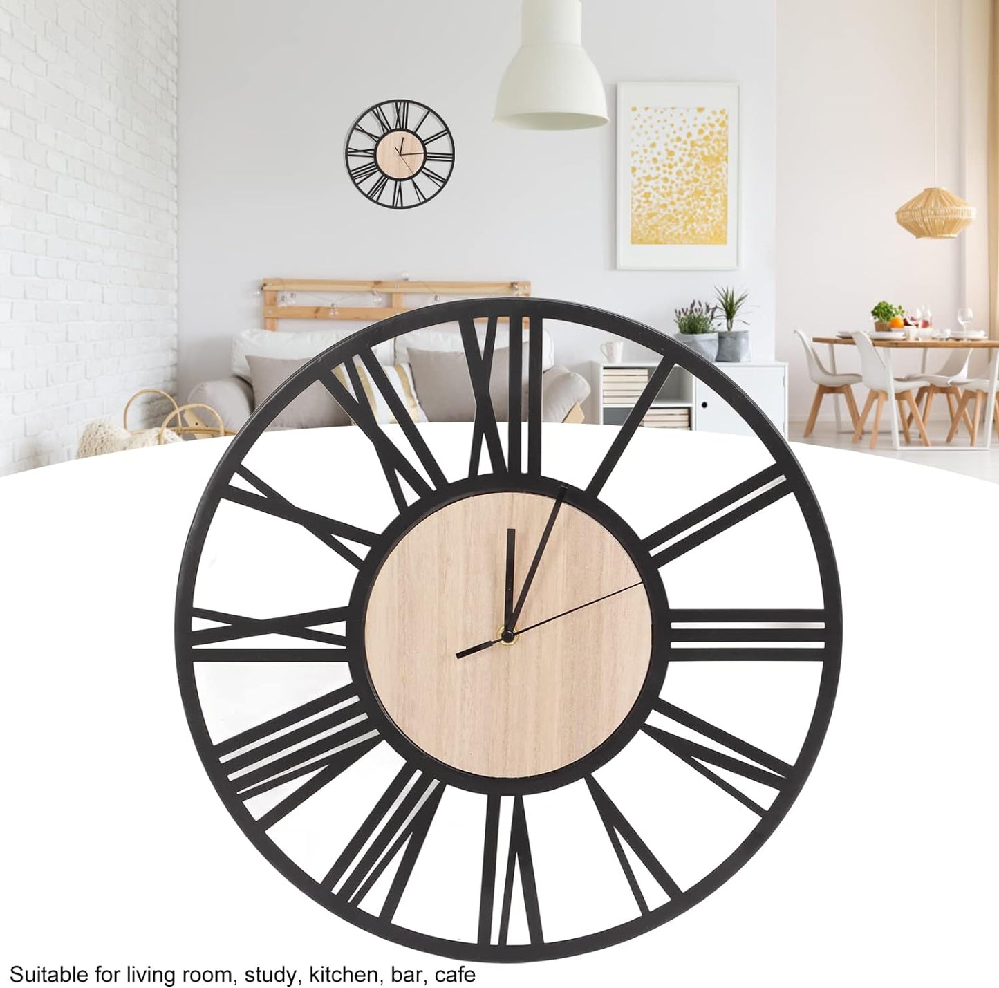 Nordic Wall Clock Modern Design, Large Hanging Clock Circular Iron Silent Wall Clock, Wall Clock Roman Numerals Decoration for Home Living Room Dining Room Office, 15.7in Dia