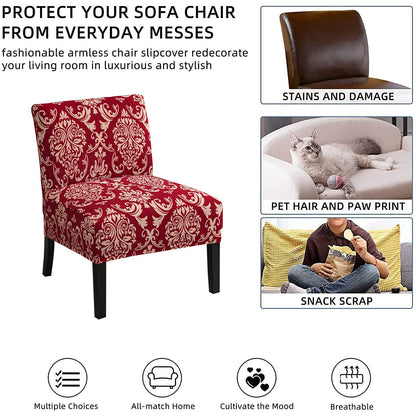 Eco-Ancheng Armless Chair Slipcover Washable Armless Chair Covers Removable Slipcover for Armless Chair Non-Slip Sofa Couch Covers Furniture Protector for Dining Living Room Armless Accent Chair