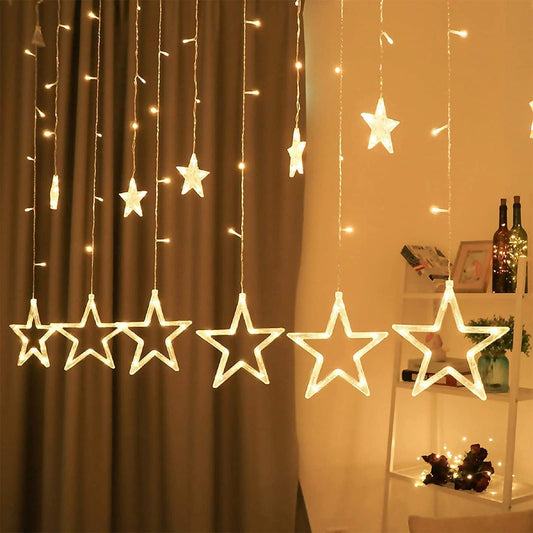 BPA® LED Star Curtain String Lights, Warm White Decorative Lights for Bedroom, Home Décor – Perfect for Diwali, Christmas, Ramadan, New Year, and Festive Celebrations