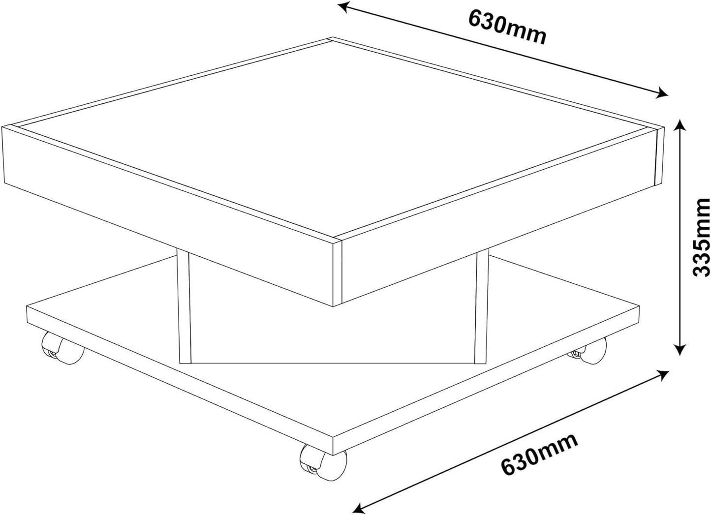 Artely Saara Coffee Table, Walnut Brown with Black - W 63 cm x D 63 cm x H 33.5 cm