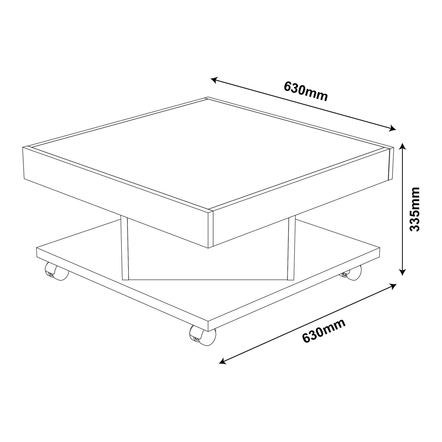 Artely Saara Coffee Table, Walnut Brown with Black - W 63 cm x D 63 cm x H 33.5 cm