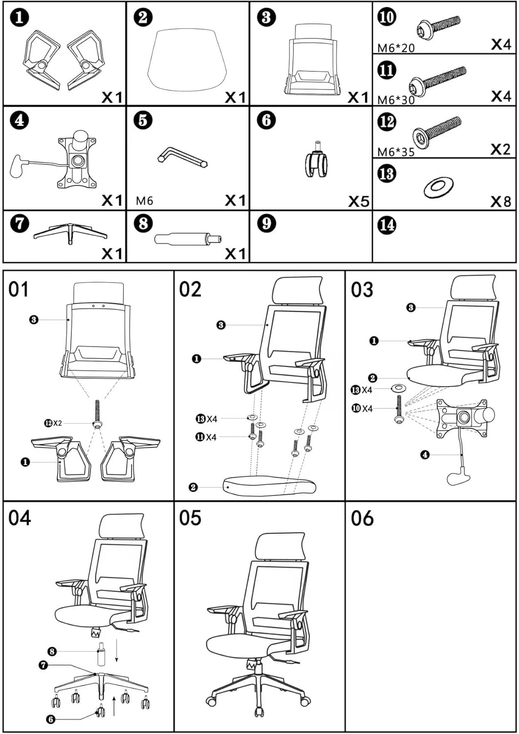 LANNY Home Executive Office Chair Ergonomic Computer Chair Wide Seat With Large Headrest, Modern Desk Chair Lumbar Support, Adjustable Armrests Mesh Chair