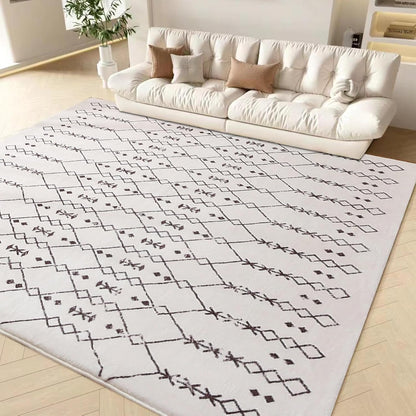 Leesentec Moroccan Area Rugs Living Room Rugs Modern Abstract Rug Geometric Carpet Non-slip Short Pile Rug Large Rugs for Living Room Soft Bedroom Area Rug (Beige/Ivory, 120 x 160 cm)(YR32,YR33)