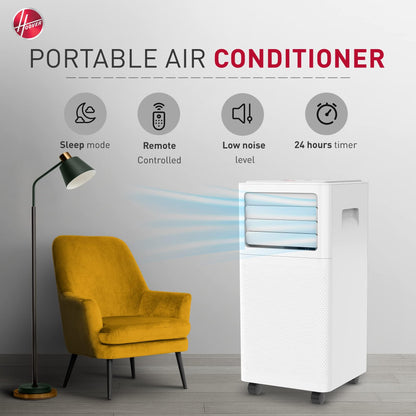 Hoover 1 Ton Portable Air Conditioner For Home & Office, 12000 BTU, 24H Timer, Powerful Cooling, Low Noise, Rotary Compressor, 2 Fan Speeds, Dehumidifier Function, Hap-S12K