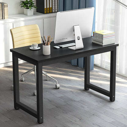 Tribesigns Computer Desk, Large Office Desk Computer Table Study Writing Desk for Home Office, Walnut + Black Leg, 63 X 23.6 inch