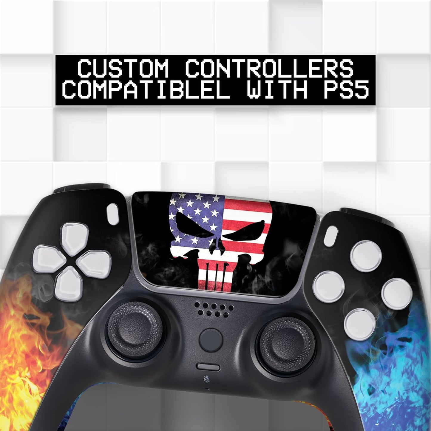 BCB Controller Customised for PS5 Controller Wireless. Original Playstation 5 Controller Compatible with Custom PS5 Remote Control Console. Customized with Permanent Hydro-dip Printing (Not a Skin)