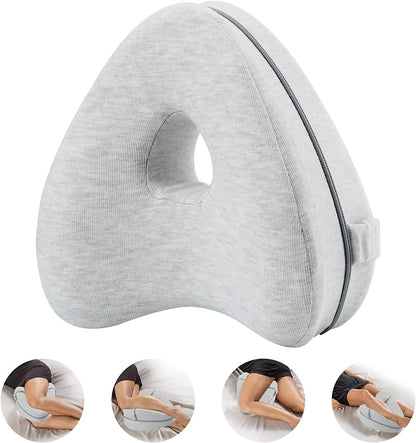 CREATESTAR Leg Pillow Knee Pillow Ergonomic Side Sleeper Pillow with Optimal Memory Foam Pillow for Side Sleepers Positioning Pillow with Removable and Washable Cover (Light-grey, Heart-type)