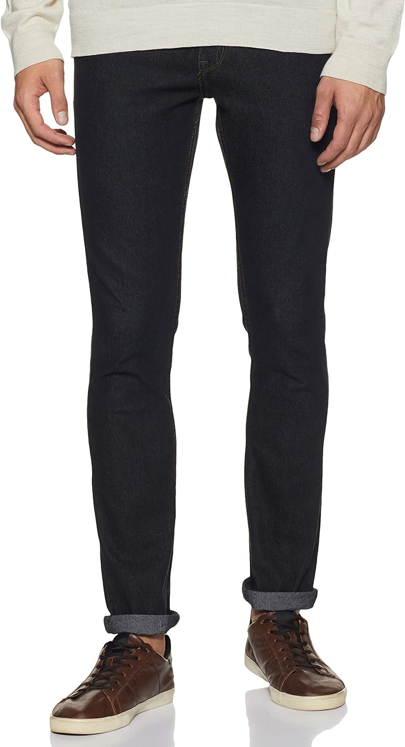 DIVERSE Men's Skinny Fit Jeans (DCMDT03KC24L33-508D_Black_28W x 33L)