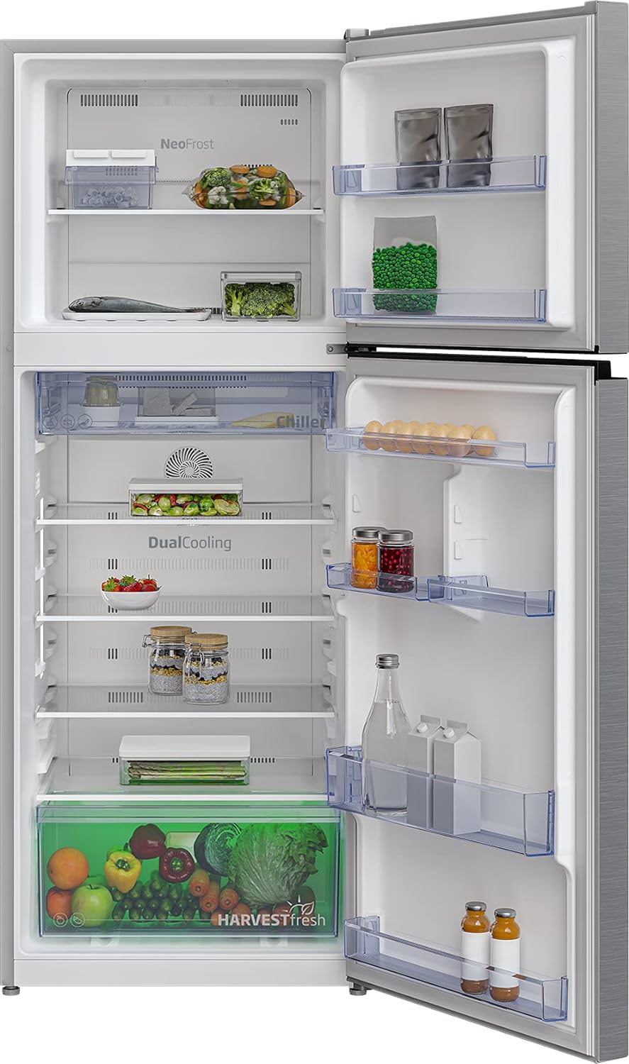 Beko Refrigerator 250Ltr Gross,Brushed Silver,Harvest fresh,Neo frost dual cooling,Prosmart inverter compressor, RDNT300XS "Min 1 year manufacturer warranty"