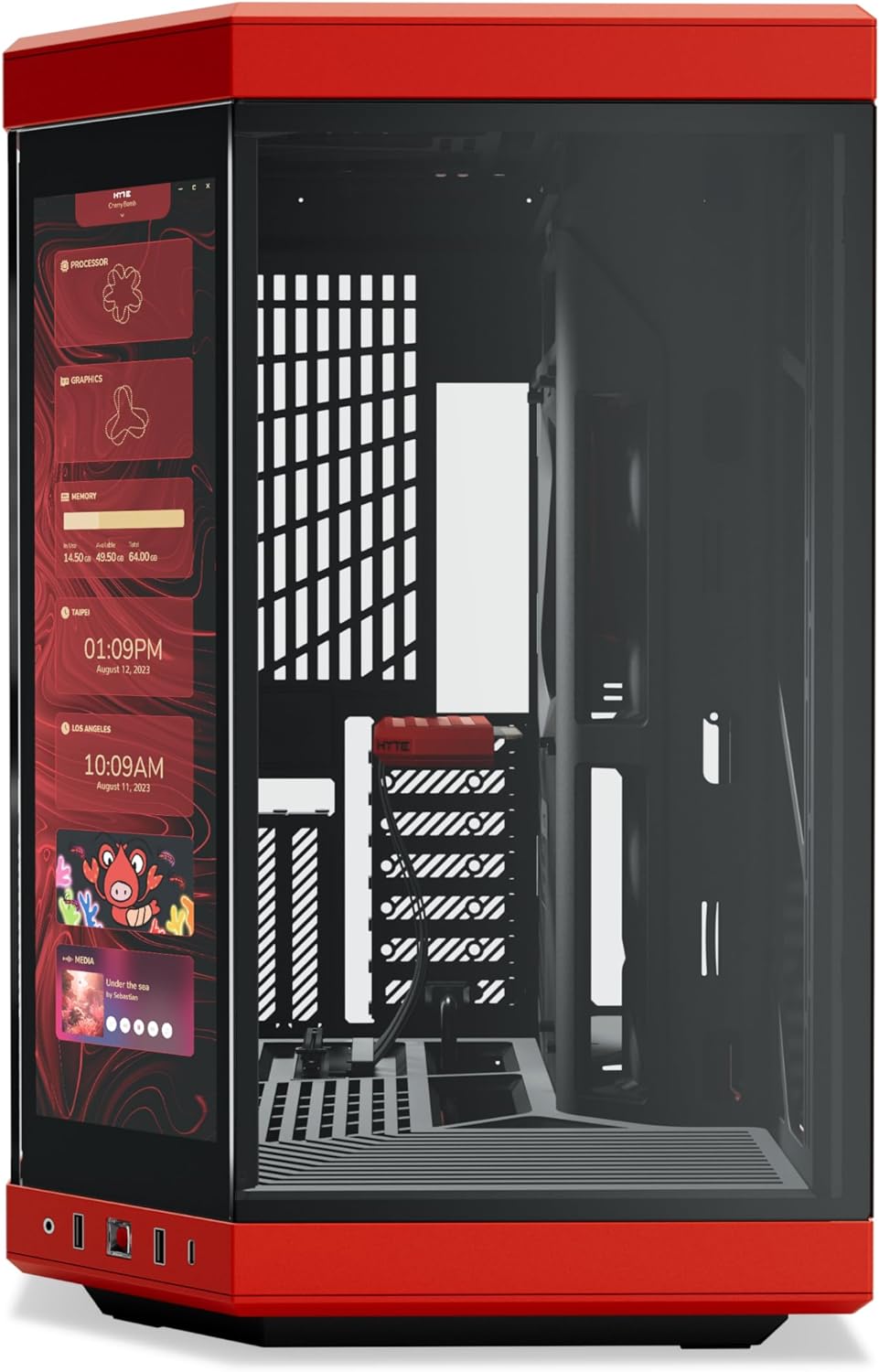 HYTE Y70 Touch Dual Chamber ATX Mid Tower Modern Aesthetic Case with Integrated 4K LCD Touchscreen - Black