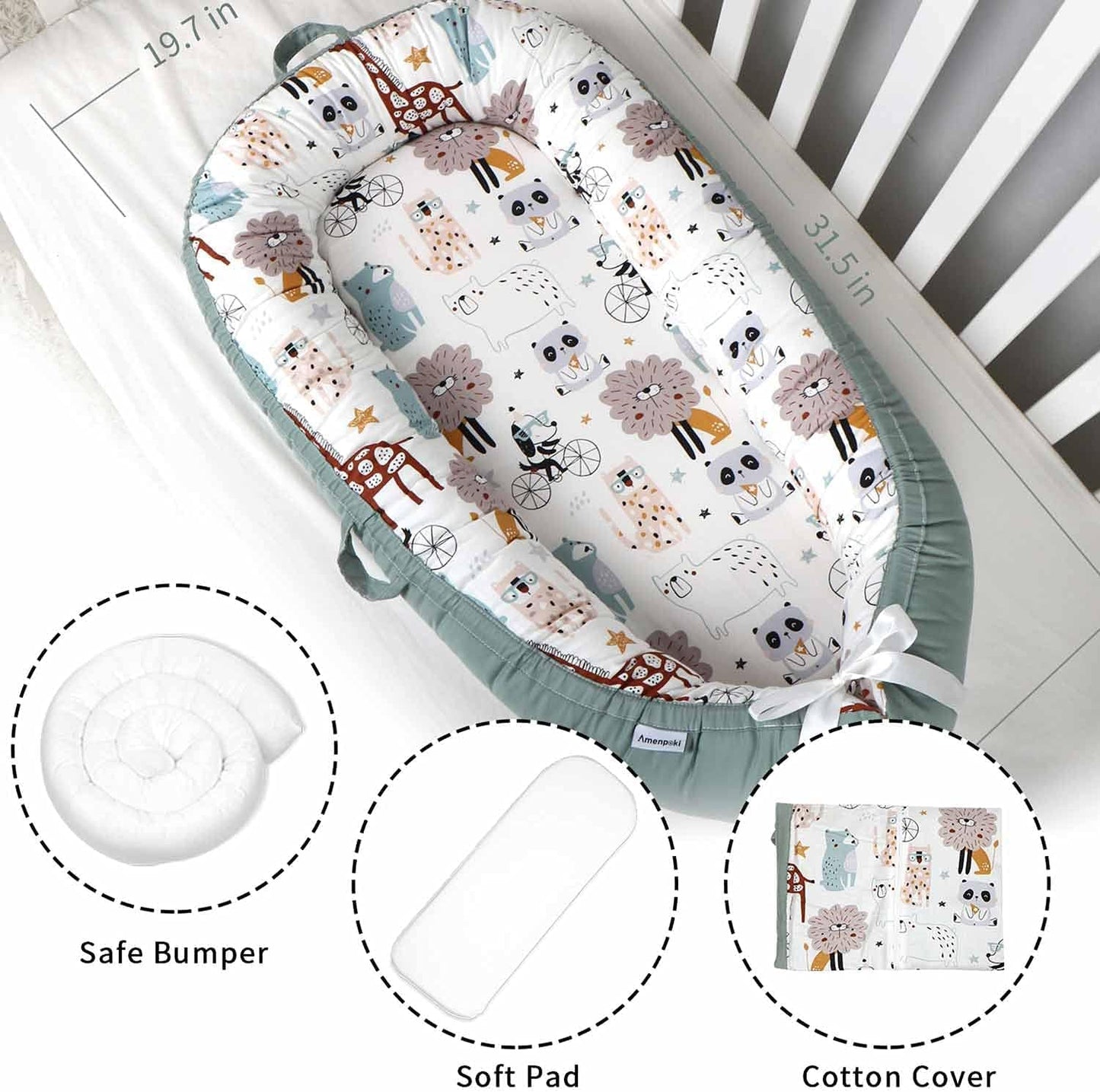 Beauenty Baby Lounger, Baby Nest for Sleeping, Ultra Soft and Breathable, Newborn Mattress for Crib & Bassinet, Baby Bionic Bed For Bedroom, Perfect for Traveling and Napping, Gift for Newborn (A)