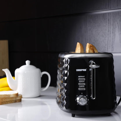 Geepas 850W 2 Slice Bread Toaster AdjUStable 7 Browning Control Pop Up With Removable Crumb Collection Tray, Black, Gbt36536"Min 1 year manufacturer warranty"