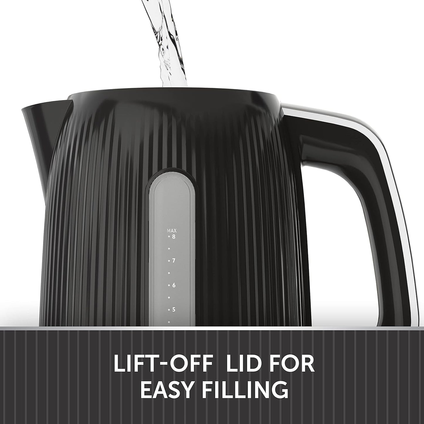 Breville Bold Black Electric Kettle | 1.7L | 3kW Fast Boil | Black & Silver Chrome [VKT221]