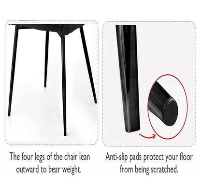 Angela Kitchen Chair, Soft Velvet Seat and Back With Black Legs Thick Seat Cushion Metal Legs Armchairs for Dining Room and Living Room (Black)