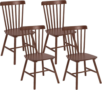 DELAVIN Solid Wood Dining Chairs Set of 4, Mid Century Modern Dining Room Chairs, Farmhouse Oak Kitchen Chairs, Easy Assembly, Black