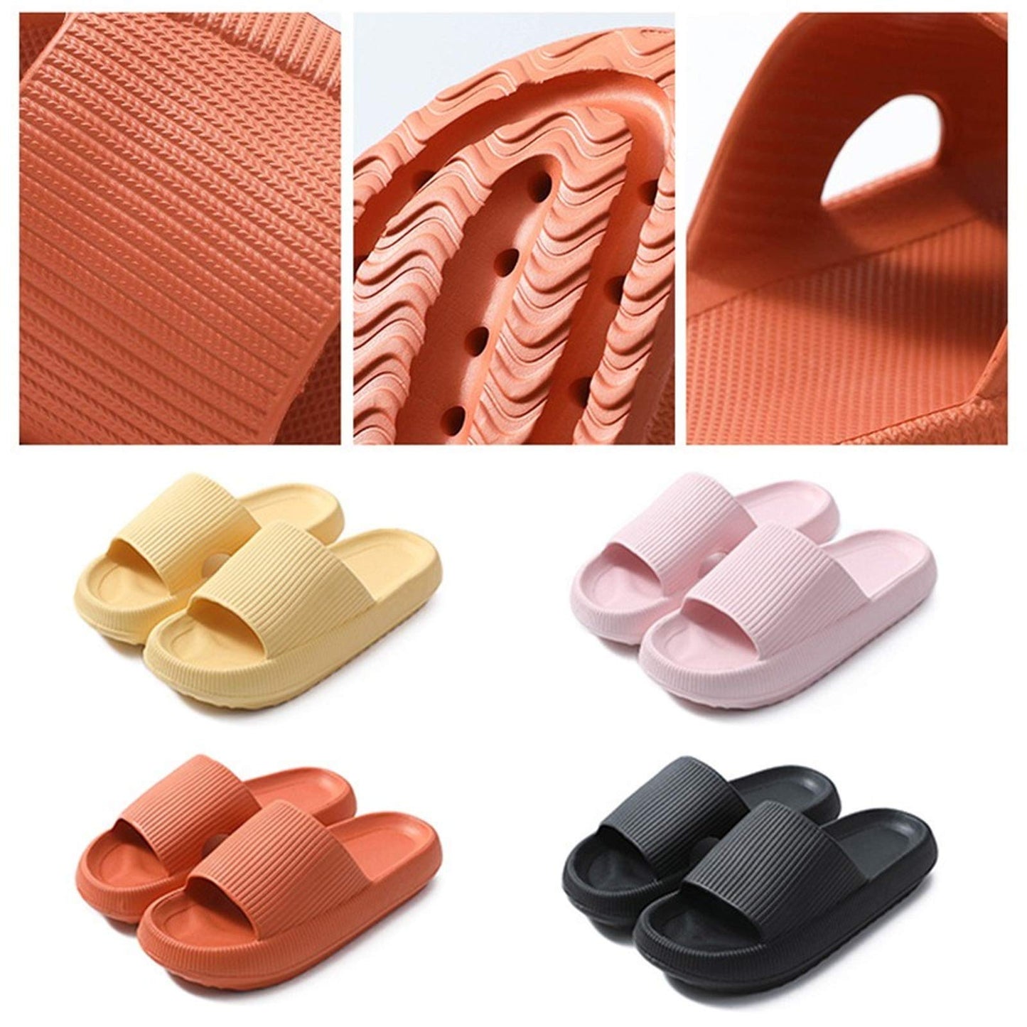 Thick Sole Home Women Slippers Ladies Platform Flat Shoes Non-slip EVA Living Room Indoor Slides Women Slippers 4.5cm Heel (pink,44-45 (43-44 feet))