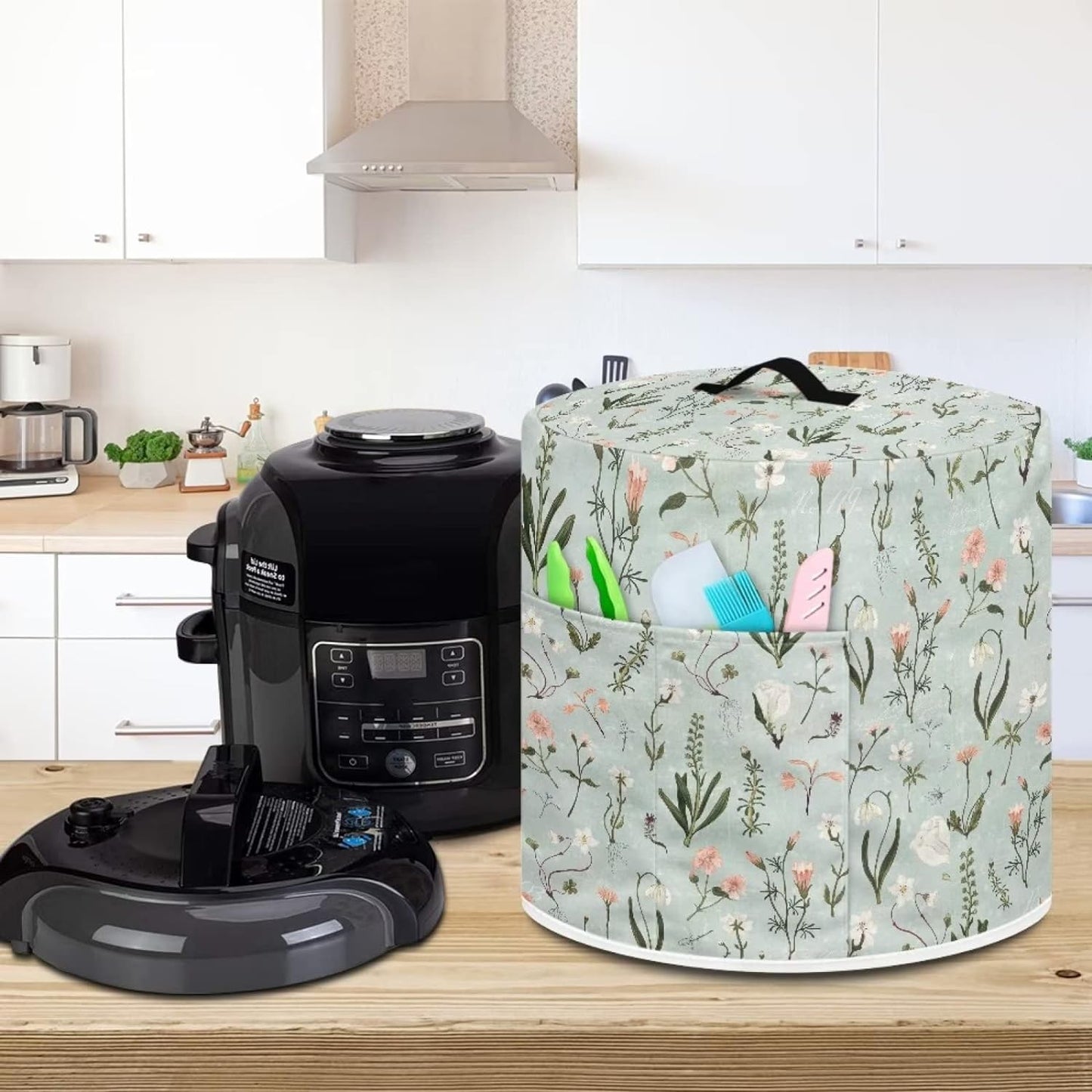 Tutolipy Floral Print Air Fryer Cover Dust Cover for,Kitchen Appliance Dust Cover with Pocket and Top Handle,Stylish Home Decor