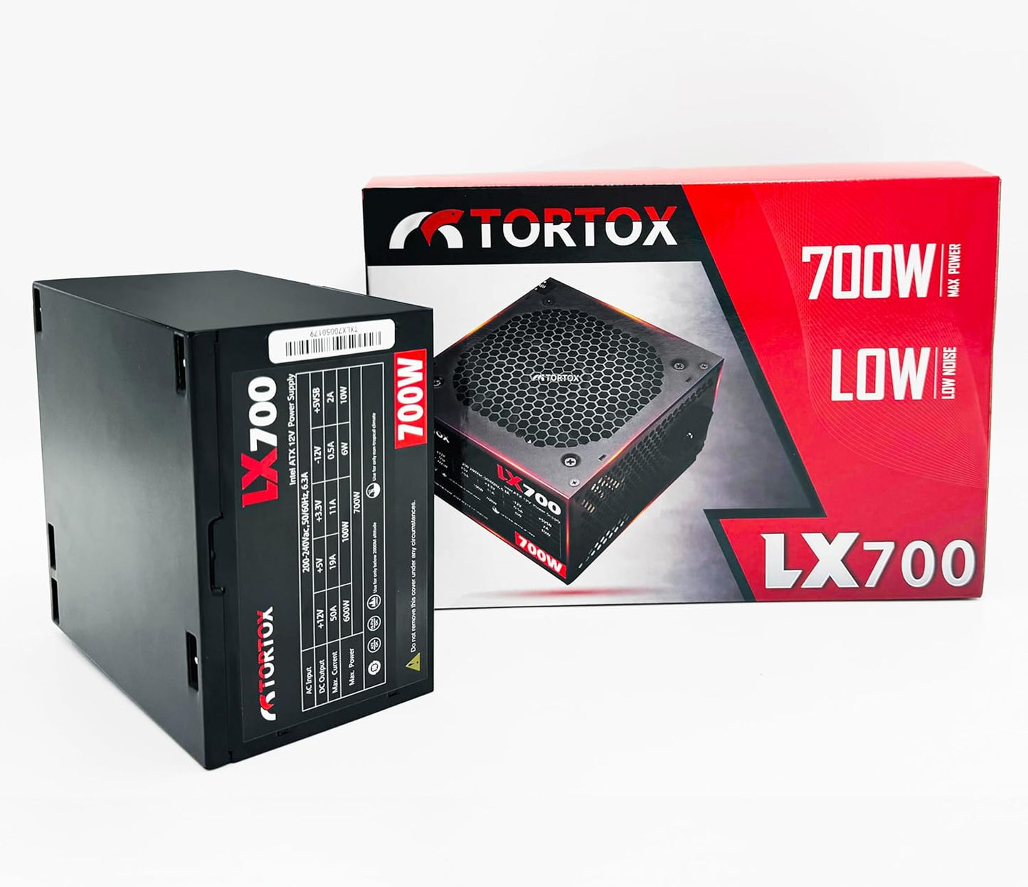 Tortox LX700 Low Noise ATX Power Supply For Gaming PC Case, 700W PSU, Latest INTEL and AMD, 12CM Cooling Fan, 6+2 Pin VGA Interface, 160V to 264V Input Voltage, Ideal Computer Component