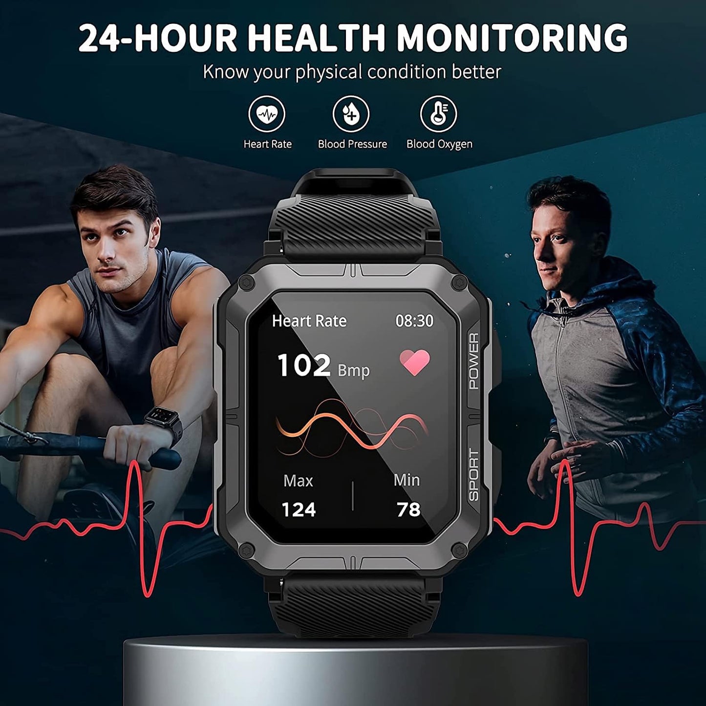 Military Smart Watch with Bluetooth Calling Smartwatch for Men and Women Fitness Tracker with Heart Rate Monitor Sleep and Waterproof