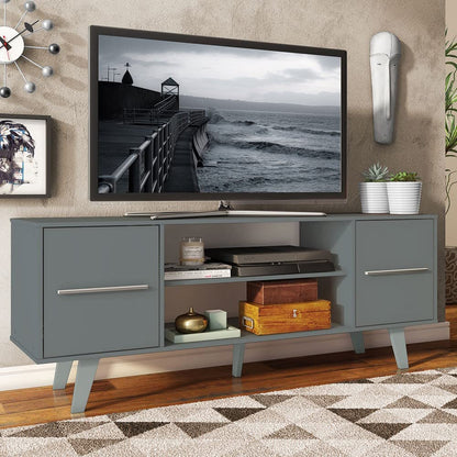 MADESA TV Stand with Storage Space and Cable Management, for TVs up to 55 Inches, Wood, 136 W x 54 H x 39 D Centimeters - Grey