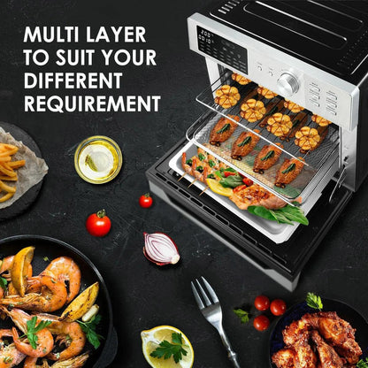 Dxmocos 30L Air Fryer Toaster Oven,Stainless Steel Air Fryer Rotisserie Combo,21 in 1 Countertop Ovens, Innovative 360° Air Frying Technology,Large Air Fryers Oven