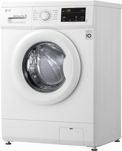 LG 7 Kg Front Load Washing Machine, 6 Motion Direct Drive Motor, White Color, Sleek Design, Smart Diagnosis™, 10 Years Warranty of Motor- FH2J3QDNG0P