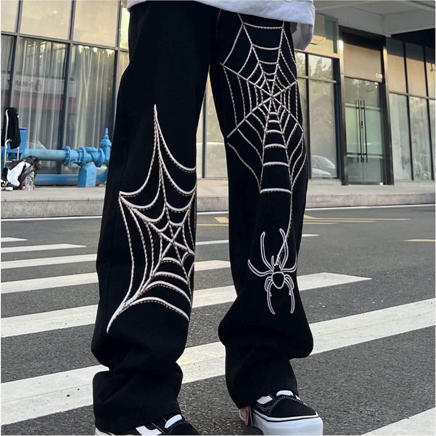 FantasyGears Y2k Jeans Men Grunge Hip Hop Baggy Pants Straight Leg Graphic Denim Joggers Loose Goth Trousers Streetwear